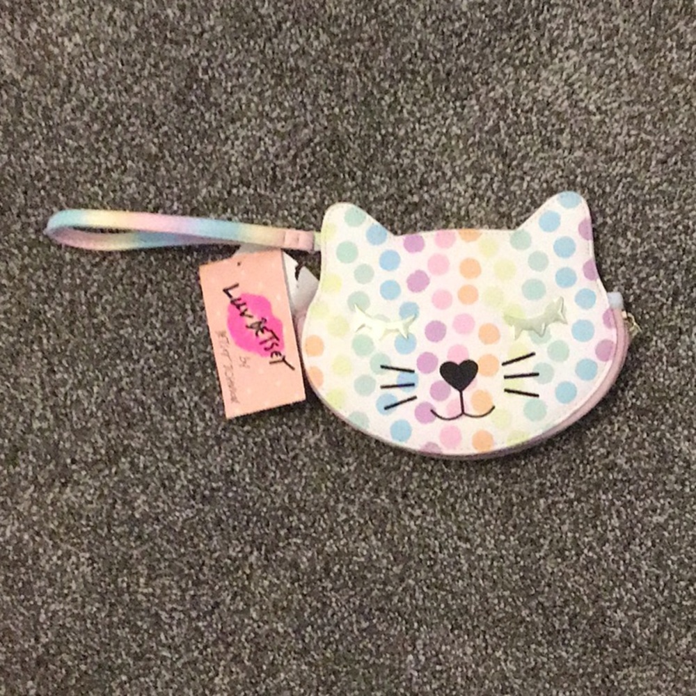 A luv betsey rainbow Polkadot cat purse